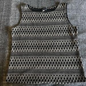 Women’s Heavenly Sleeveless Black & White Chic Patterned Knit Tank Top sz 1X